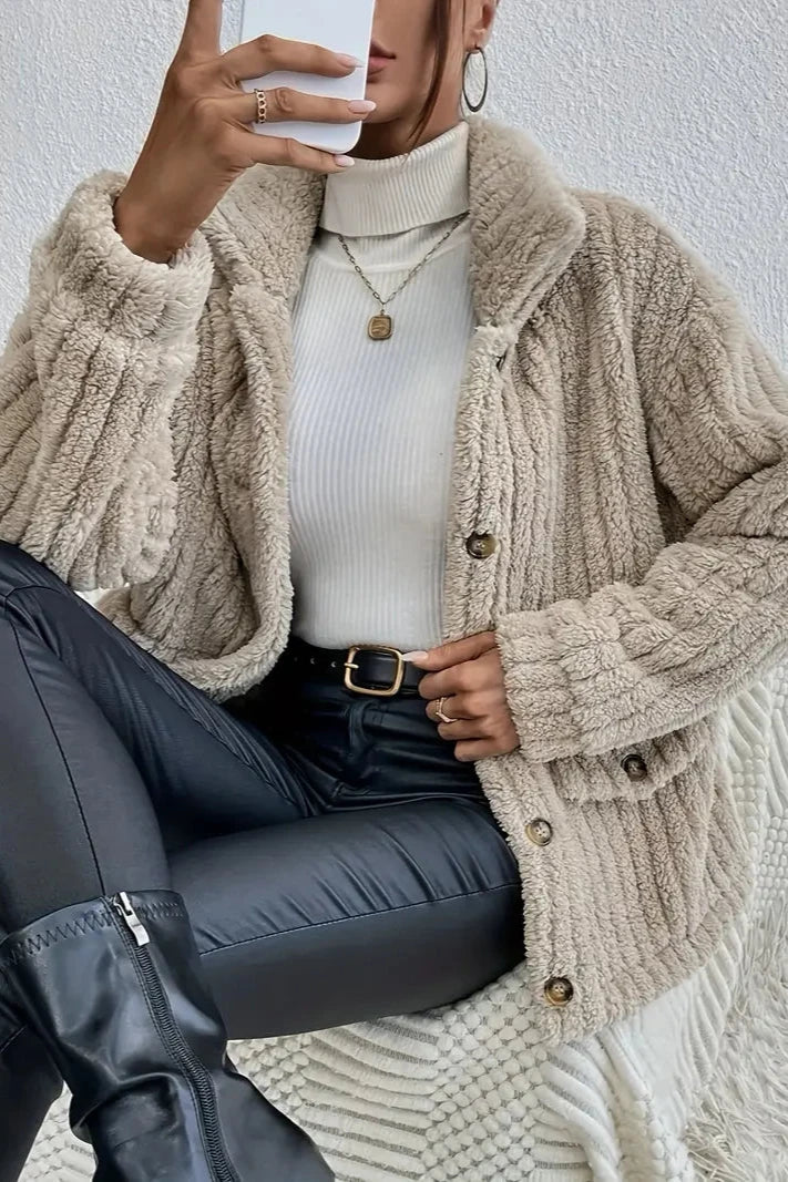 NOVA | Double-Sided Velvet Button Cardigan
