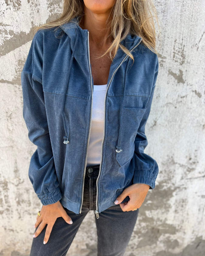 Ella | Cord Hooded Jacket with Zipper