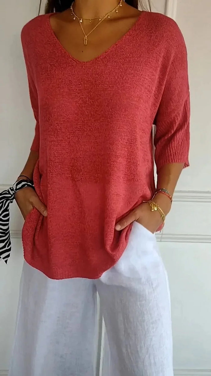 Maddie | Elegant V-Neck Sweater