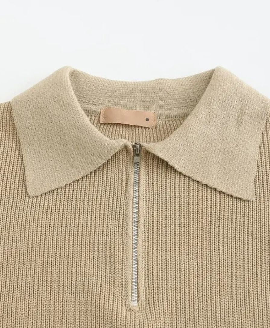 Essential Sweater with Zipped Polo - Palm Beach Boutique