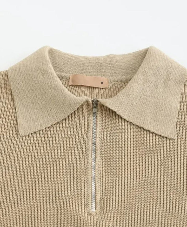 Essential Sweater with Zipped Polo - Palm Beach Boutique
