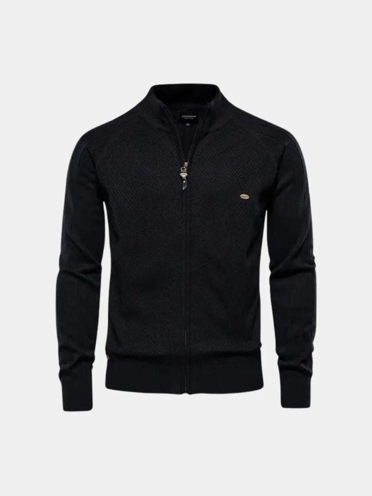 Simple Jacquard Zip Sweater - Palm Beach Boutique