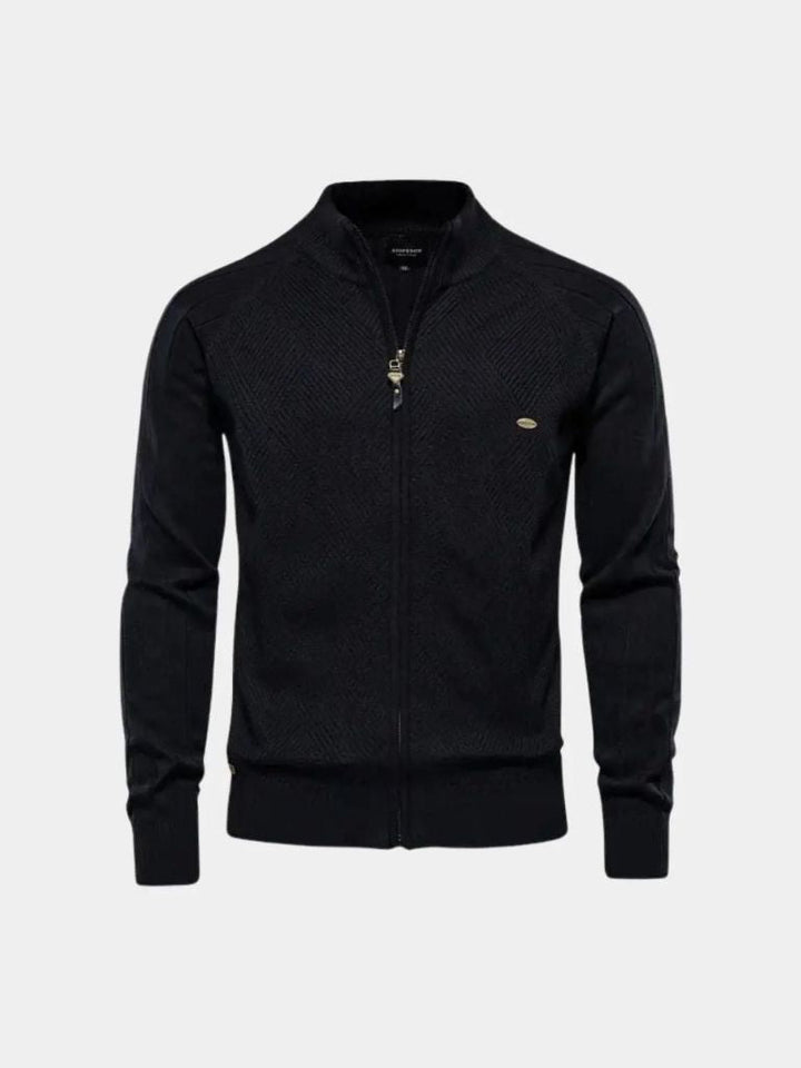 Simple Jacquard Zip Sweater - Palm Beach Boutique