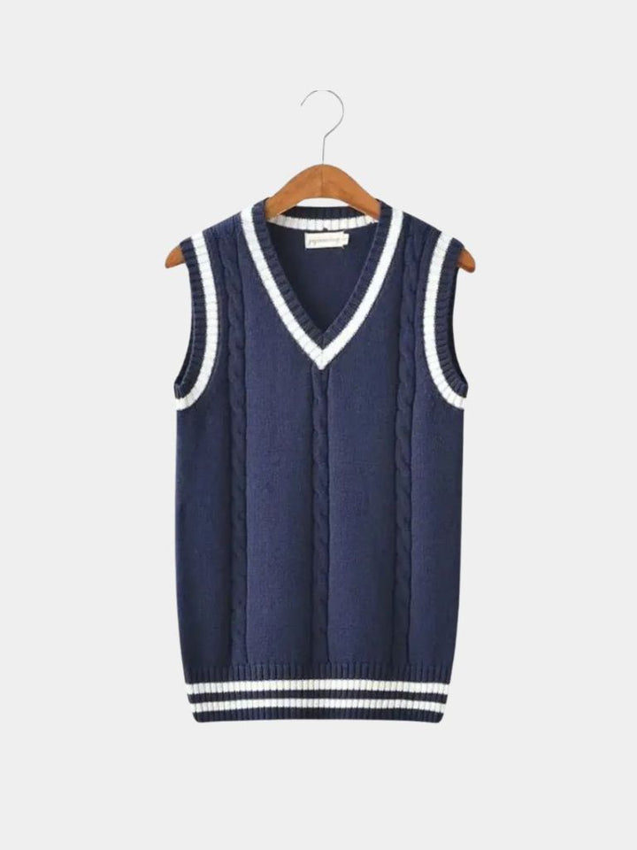 Elegant Knit Vest with V-Neck - Palm Beach Boutique