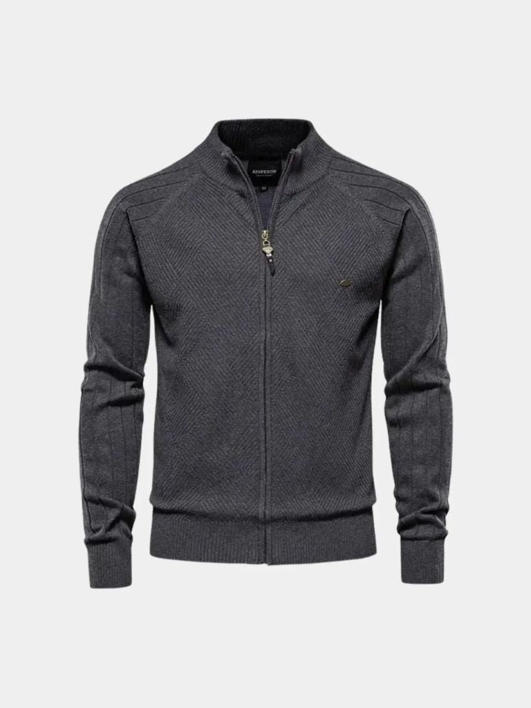 Simple Jacquard Zip Sweater - Palm Beach Boutique