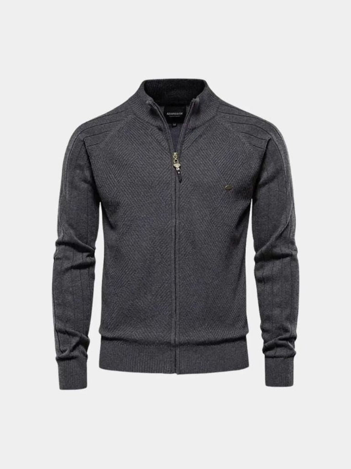 Simple Jacquard Zip Sweater - Palm Beach Boutique