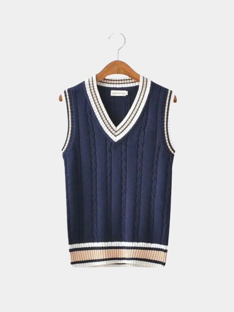 Elegant Knit Vest with V-Neck - Palm Beach Boutique