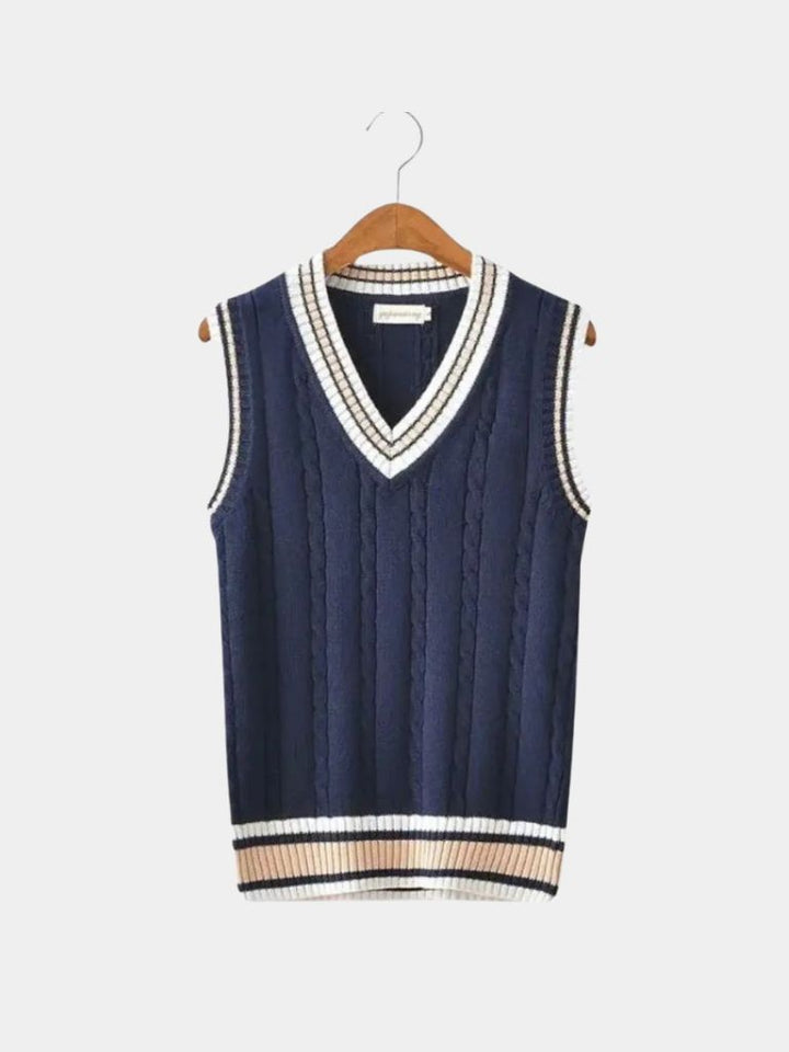 Elegant Knit Vest with V-Neck - Palm Beach Boutique