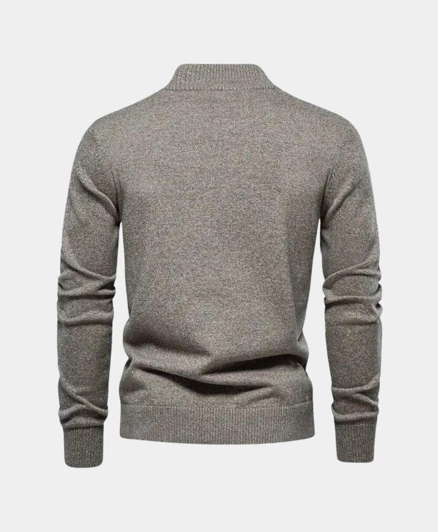 Knitted Cotton Sweater with High Collar - Palm Beach Boutique