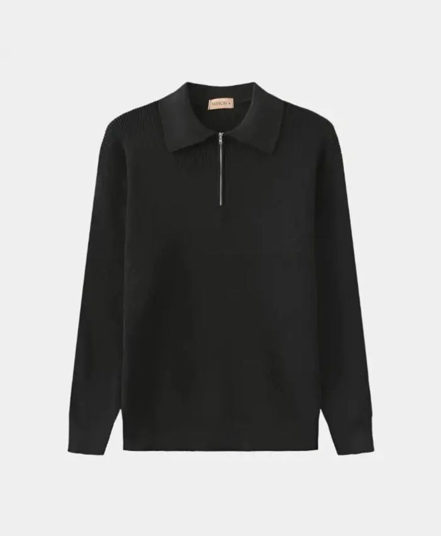Essential Sweater with Zipped Polo - Palm Beach Boutique