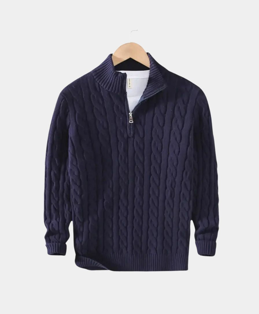 Essential Zip Collar Sweater - Palm Beach Boutique