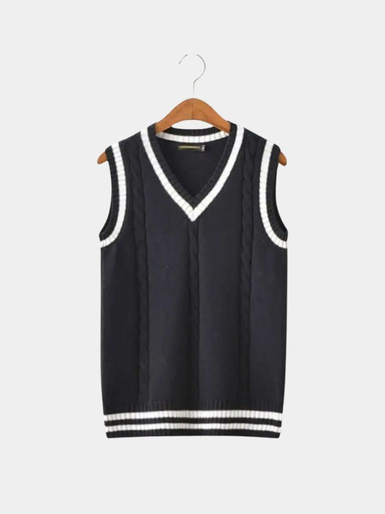 Elegant Knit Vest with V-Neck - Palm Beach Boutique