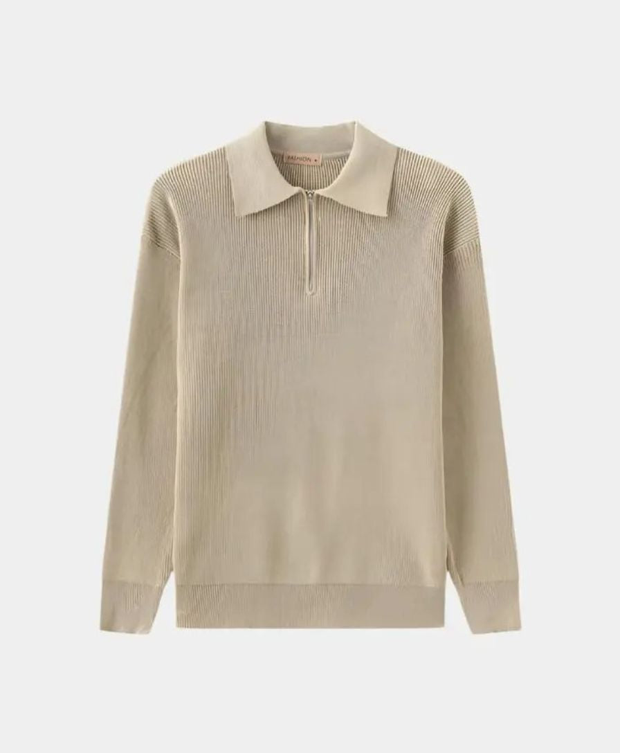 Essential Sweater with Zipped Polo - Palm Beach Boutique