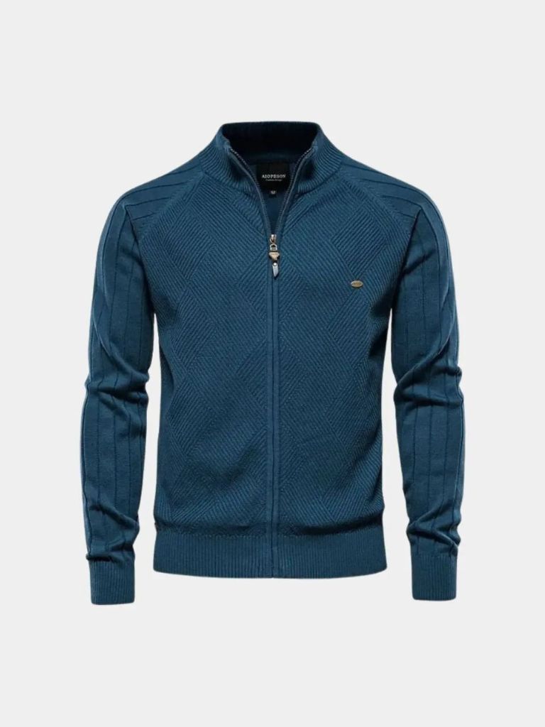 Simple Jacquard Zip Sweater - Palm Beach Boutique