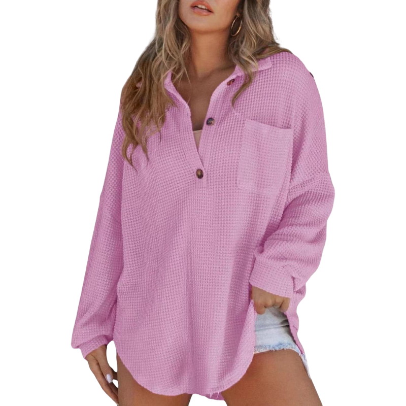 KATHRYN™ – Casual Lightweight Button V Neck Tunic Blouse