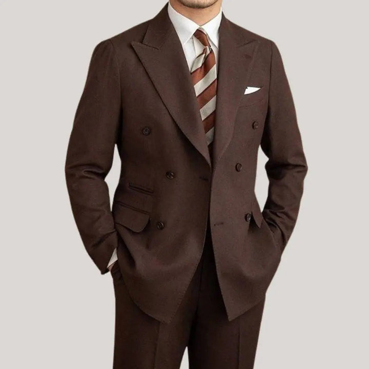 Dark Brown Gabardine Suit Jacket Trousers