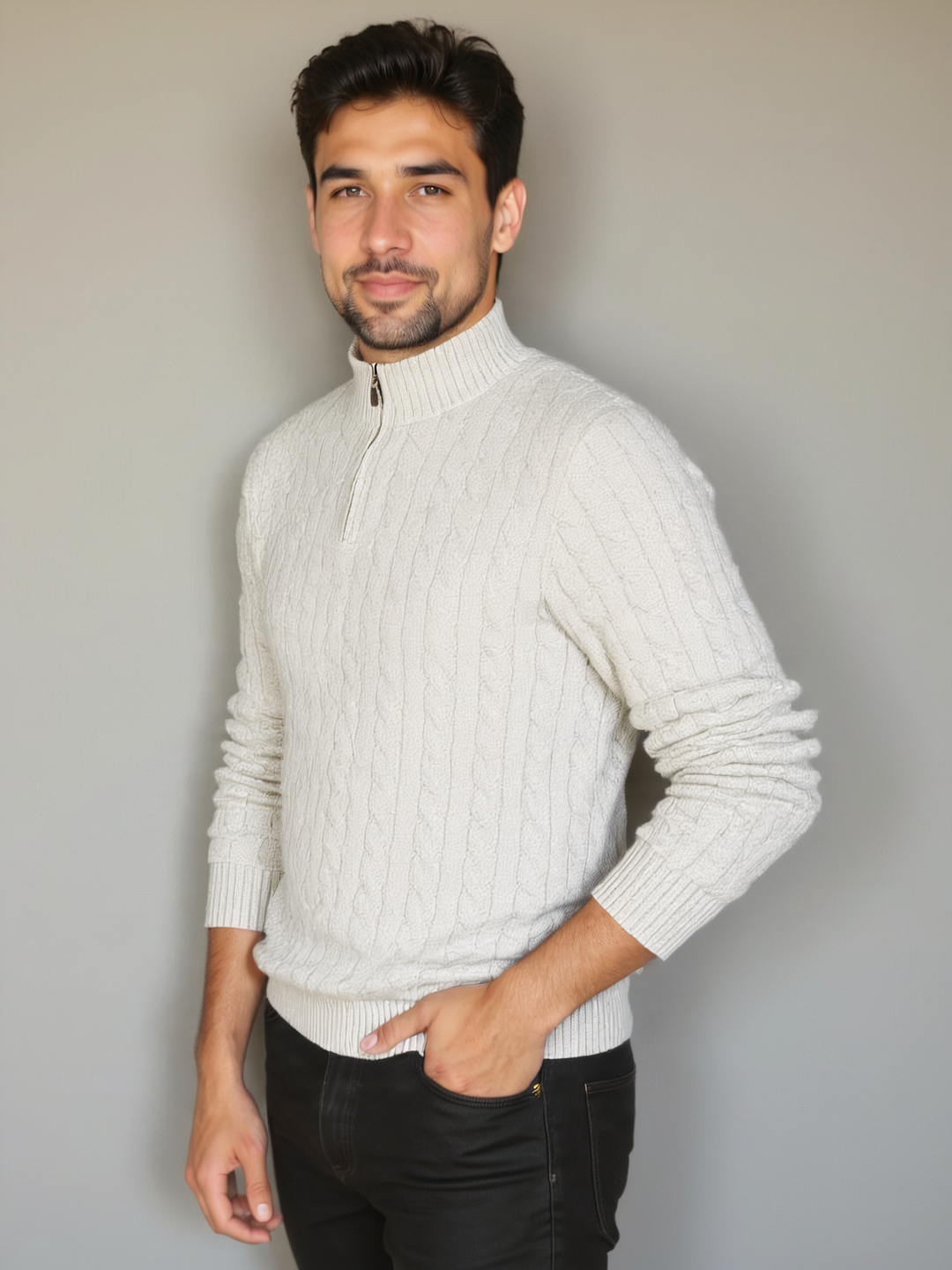 Essential Zip Collar Sweater - Palm Beach Boutique
