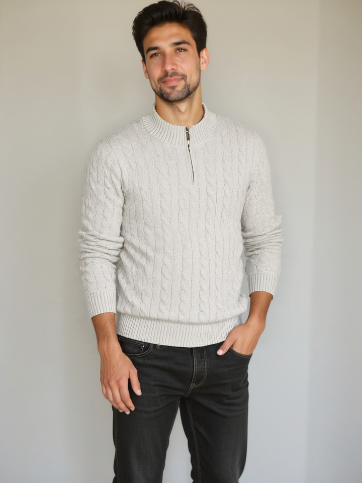 Essential Zip Collar Sweater - Palm Beach Boutique