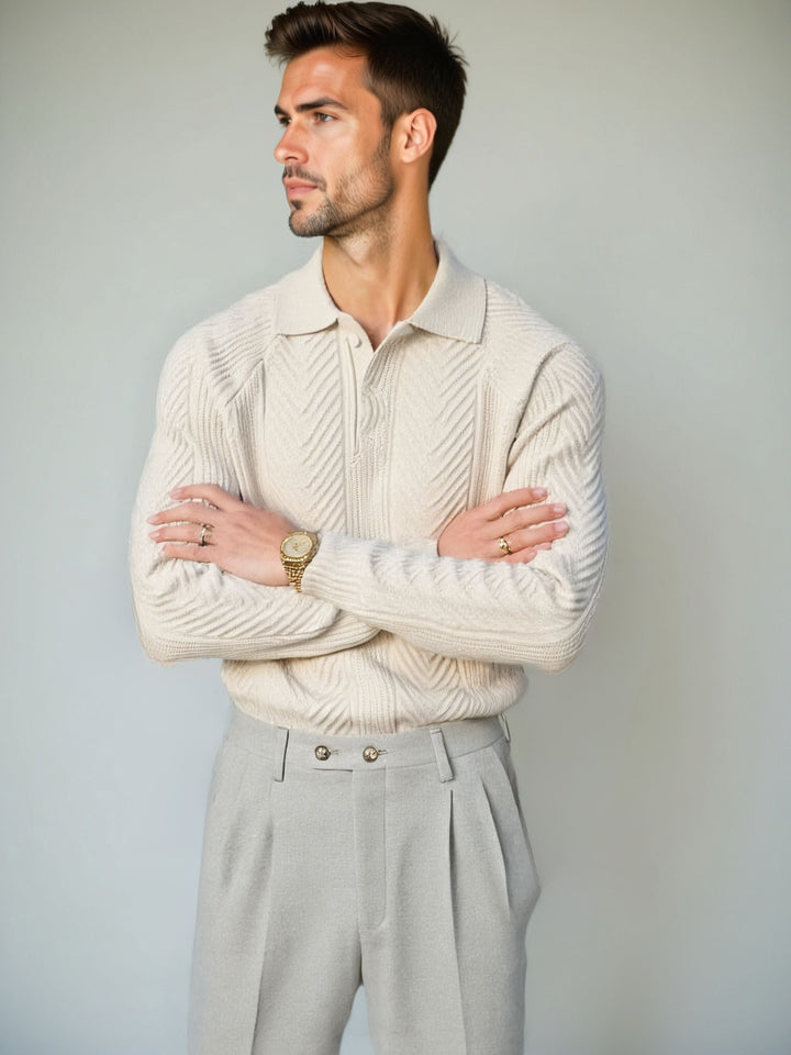 Long Sleeve Polo Sweater - Palm Beach Boutique