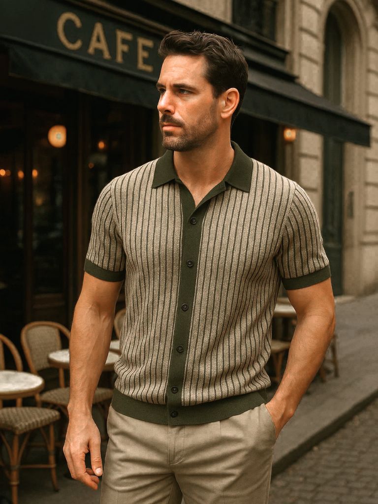 Striped Knit Polo - Palm Beach Boutique