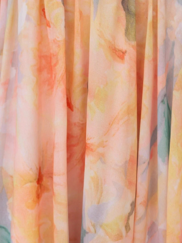 PEACH FLOWER DRESS