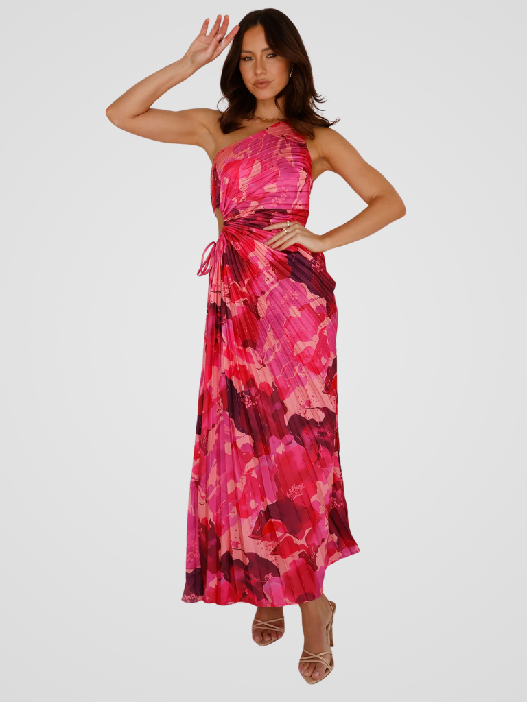 One Shoulder Pleated Dress Aurora