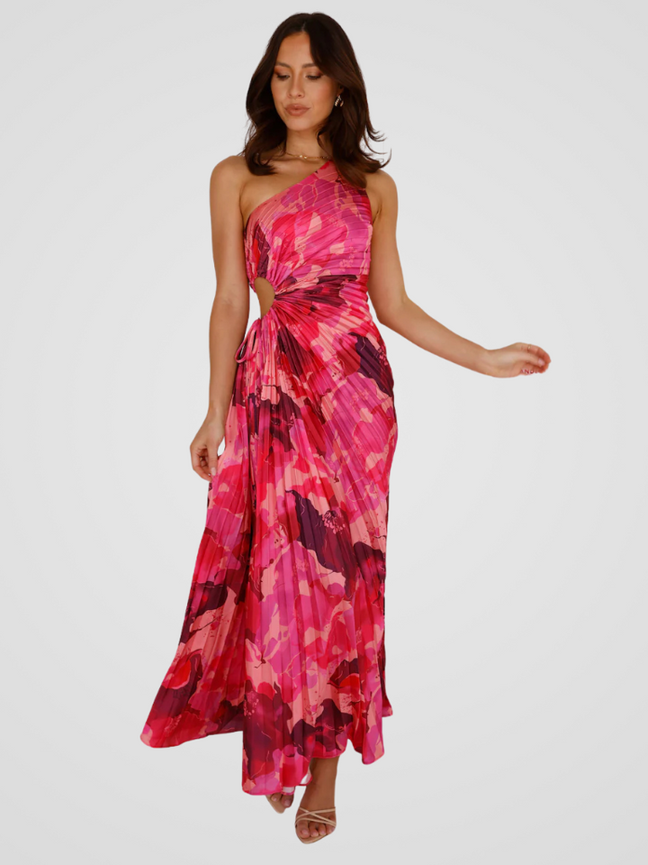 One Shoulder Pleated Dress Aurora