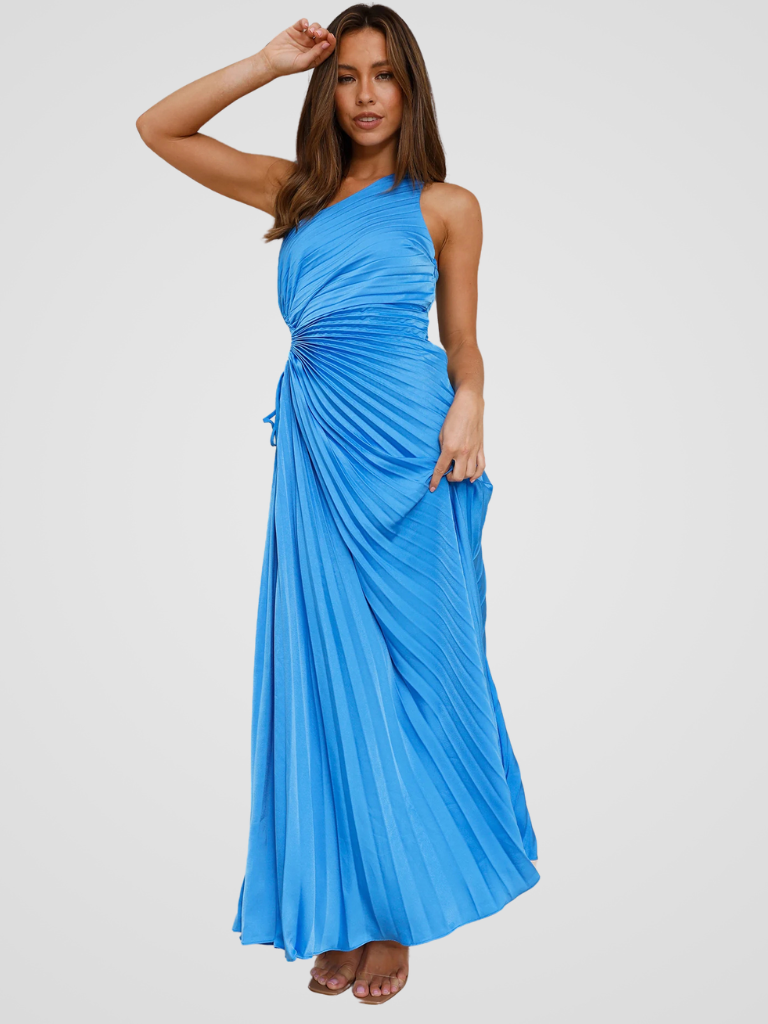 One Shoulder Pleated Dress Aurora