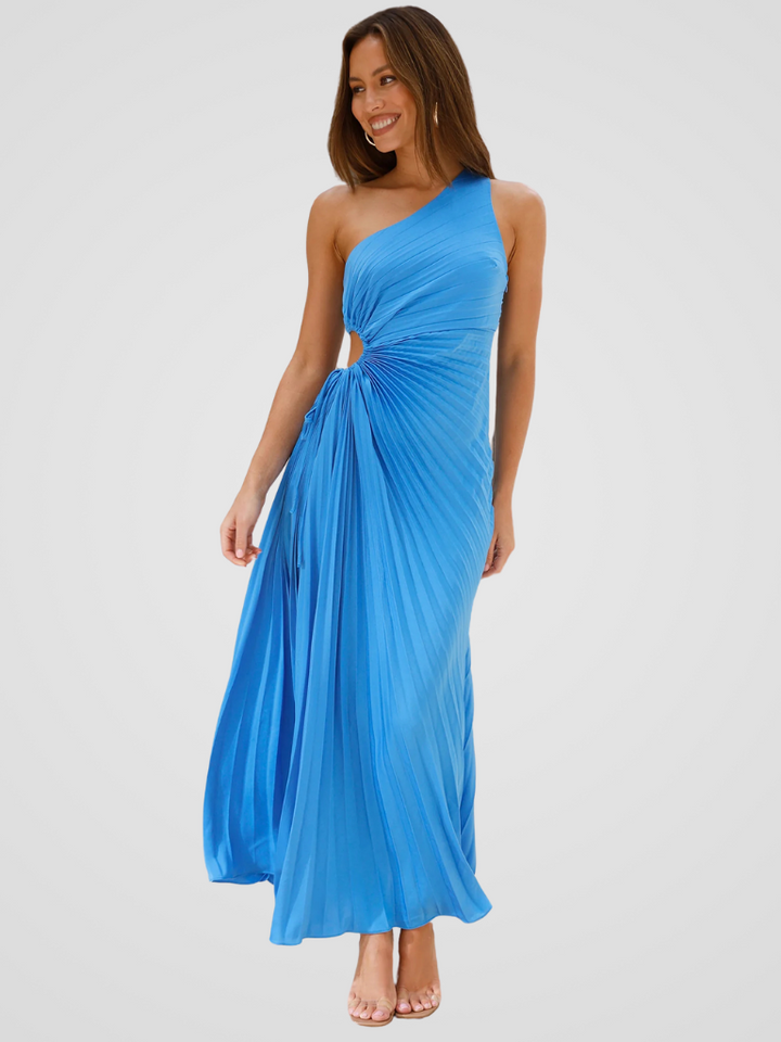 One Shoulder Pleated Dress Aurora