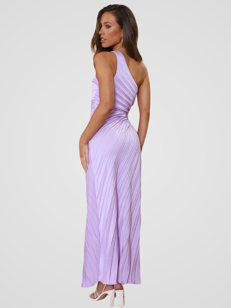 One Shoulder Pleated Dress Aurora