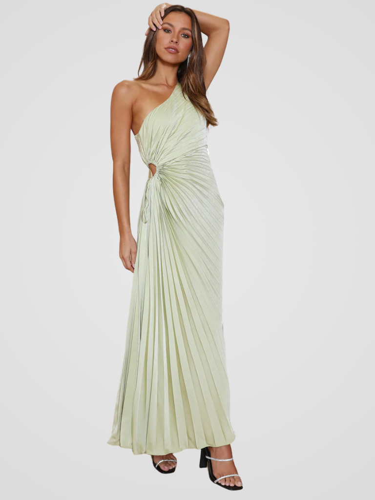 One Shoulder Pleated Dress Aurora