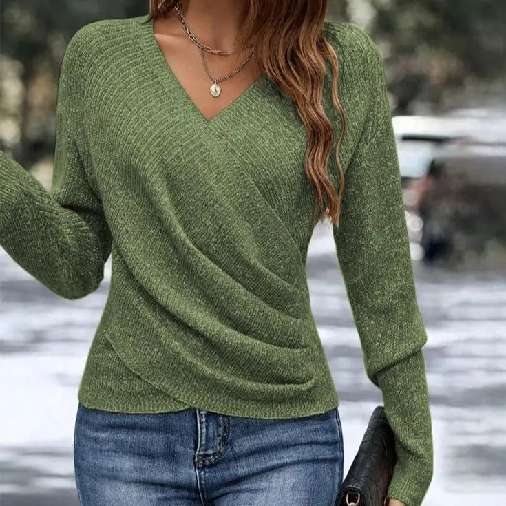 Seravielle | Elegant Wrap V-neck Top
