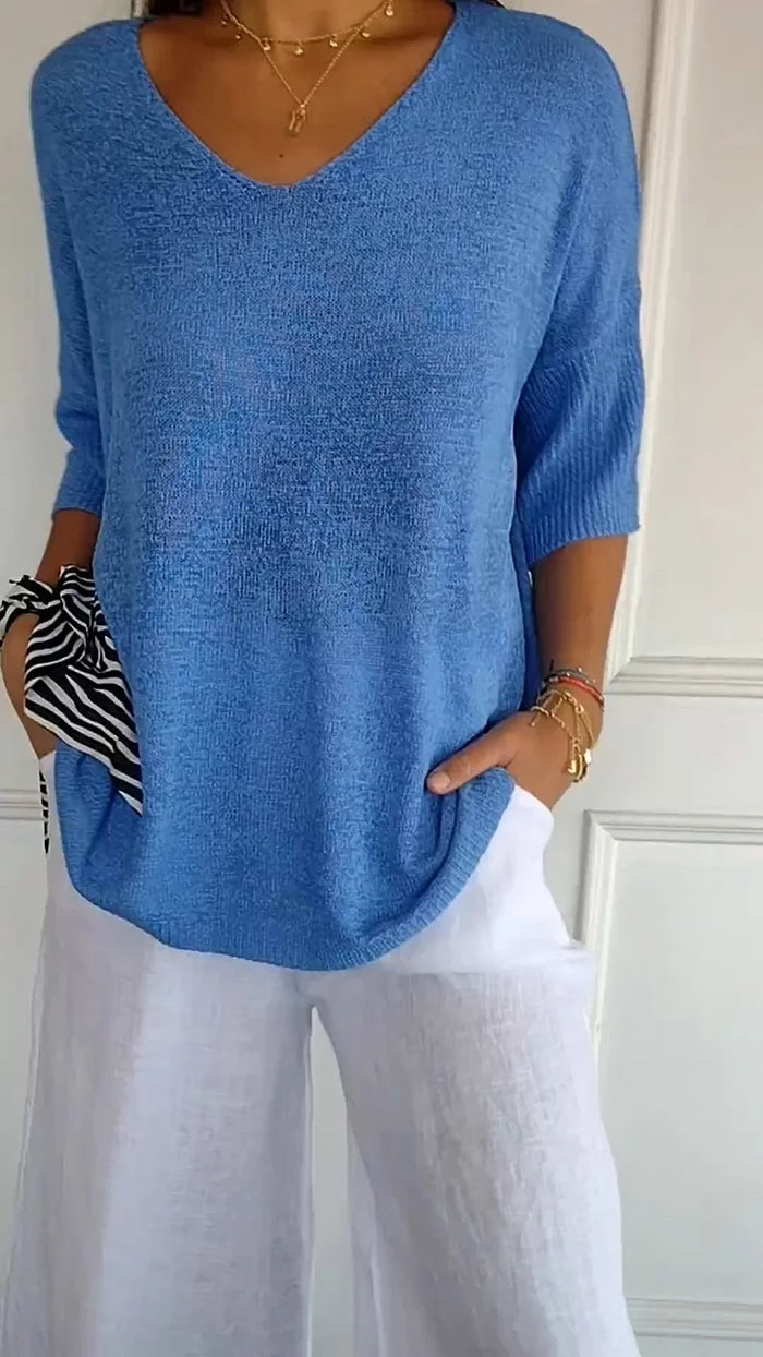 Maddie | Elegant V-Neck Sweater