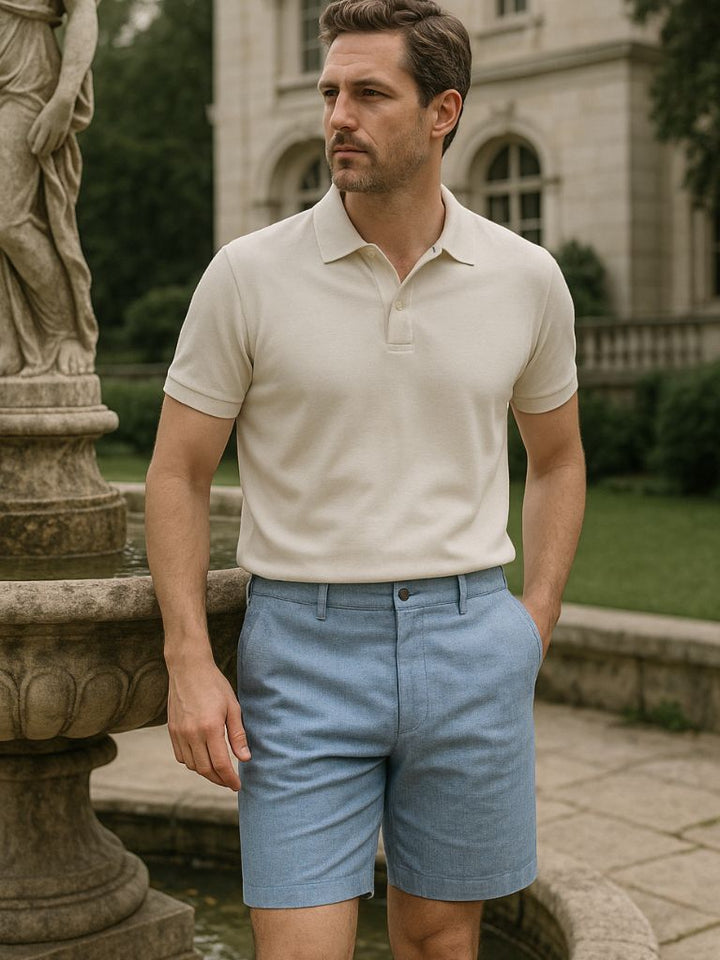 Horizon Blue Linen Shorts - Palm Beach Boutique