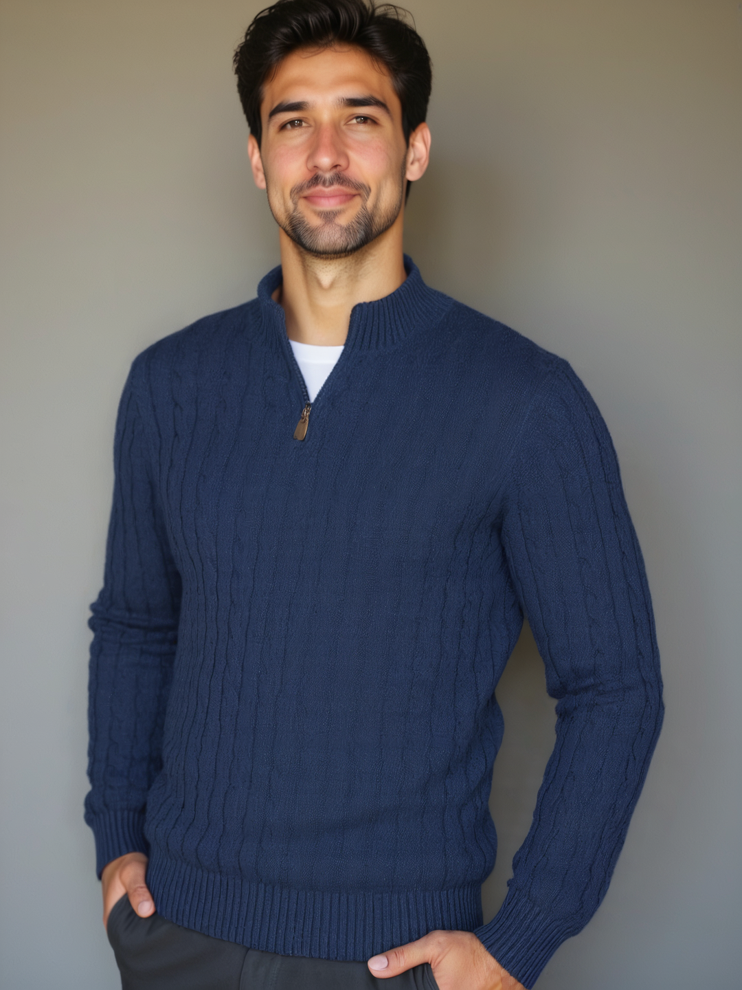 Essential Zip Collar Sweater - Palm Beach Boutique