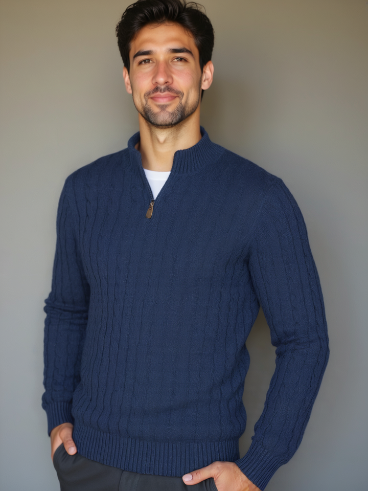 Essential Zip Collar Sweater - Palm Beach Boutique