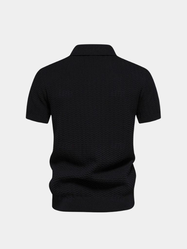 Classic Fitted Polo with Zip Collar and Short Sleeves - Palm Beach Boutique