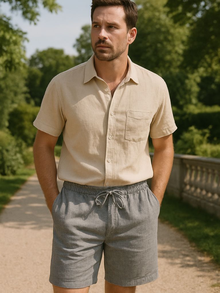 Grey Linen Shorts Palm Beach Boutique