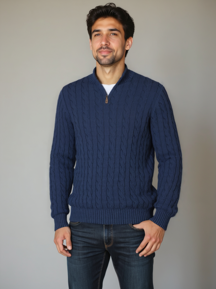 Essential Zip Collar Sweater - Palm Beach Boutique