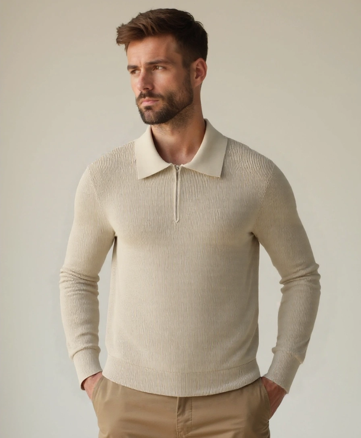 Essential Sweater with Zipped Polo - Palm Beach Boutique