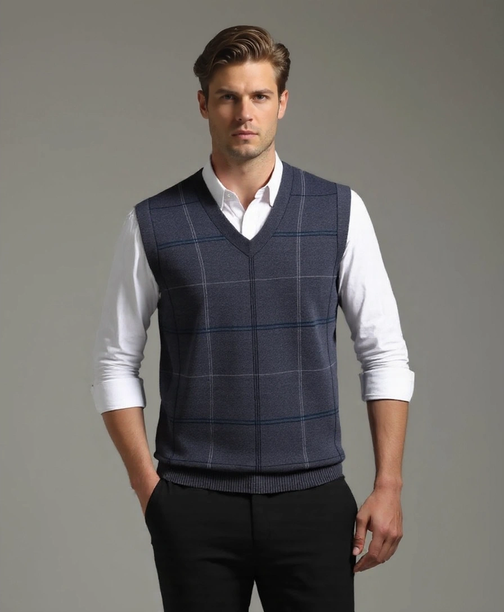 Kinit Plaid Academic Vest - Palm Beach Boutique