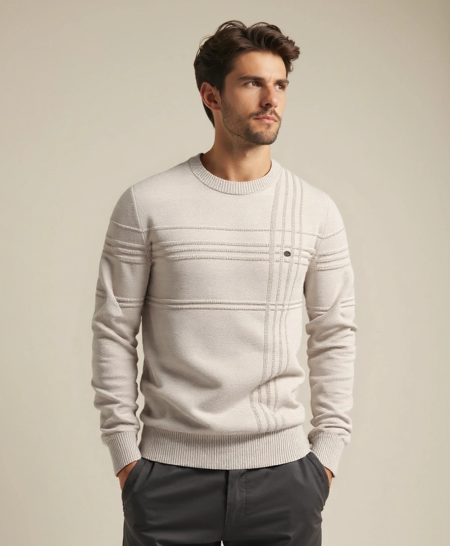 Knitted Striped Cotton Sweater - Palm Beach Boutique