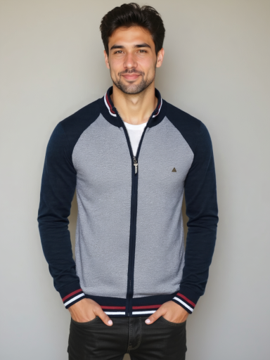 High-Zip Colour Block Cardigan - Palm Beach Boutique