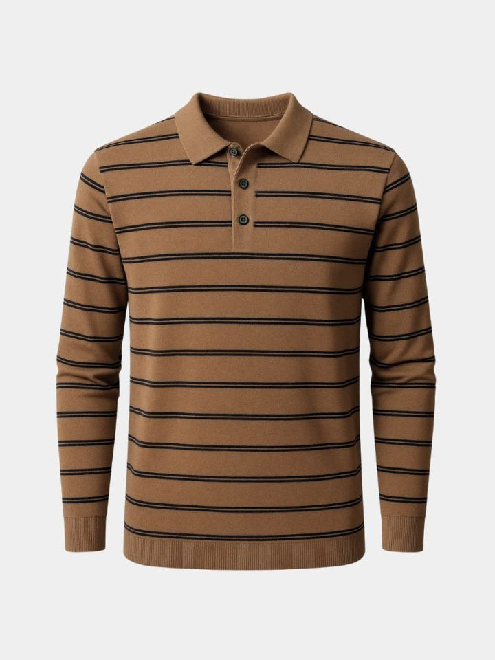 Navy Striped Polo at Sunset - Palm Beach Boutique