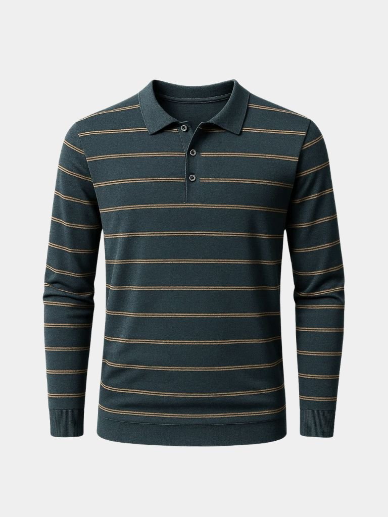 Navy Striped Polo at Sunset - Palm Beach Boutique