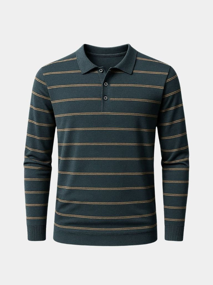 Navy Striped Polo at Sunset - Palm Beach Boutique