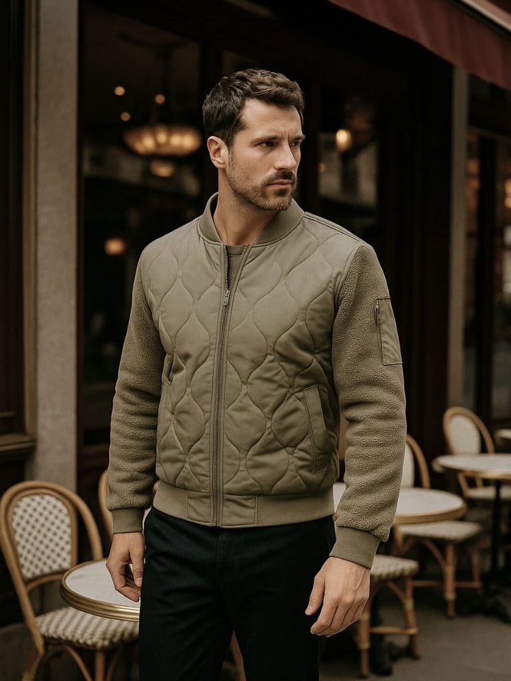 Palm Beach Boutique Padded Sherpa Sleeve Bomber Jacket