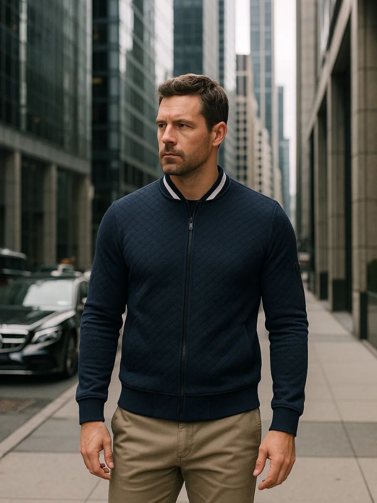 Palm Beach Boutique Casual Textured Bomber Jacket