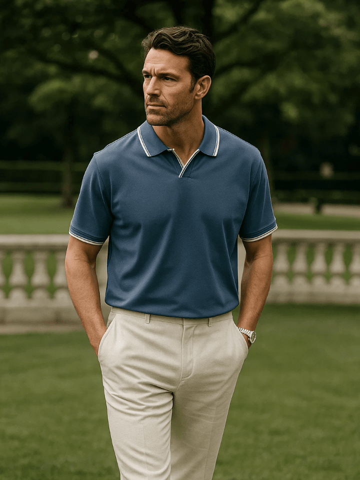 Timeless Black V-Neck Polo - Palm Beach Boutique