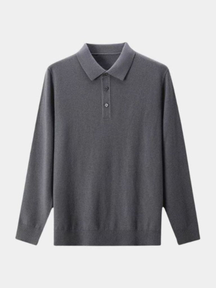 Buttoned Knit Wool Polo Sweater - Palm Beach Boutique